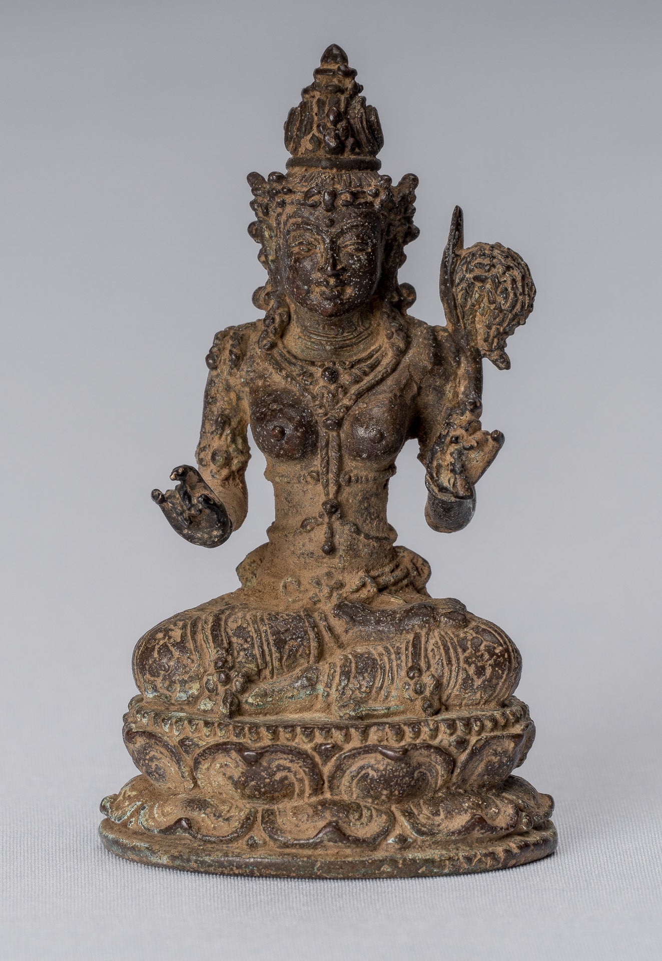 Statue de Tara - ancienne statue de Devi Tara en bronze indonésien de style javanais - 8cm / 3 "