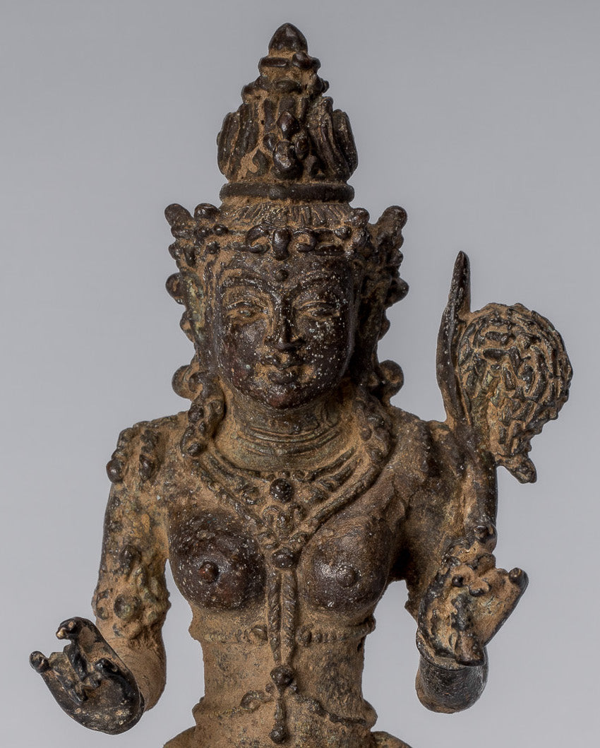 Statue de Tara - ancienne statue de Devi Tara en bronze indonésien de style javanais - 8cm / 3 "