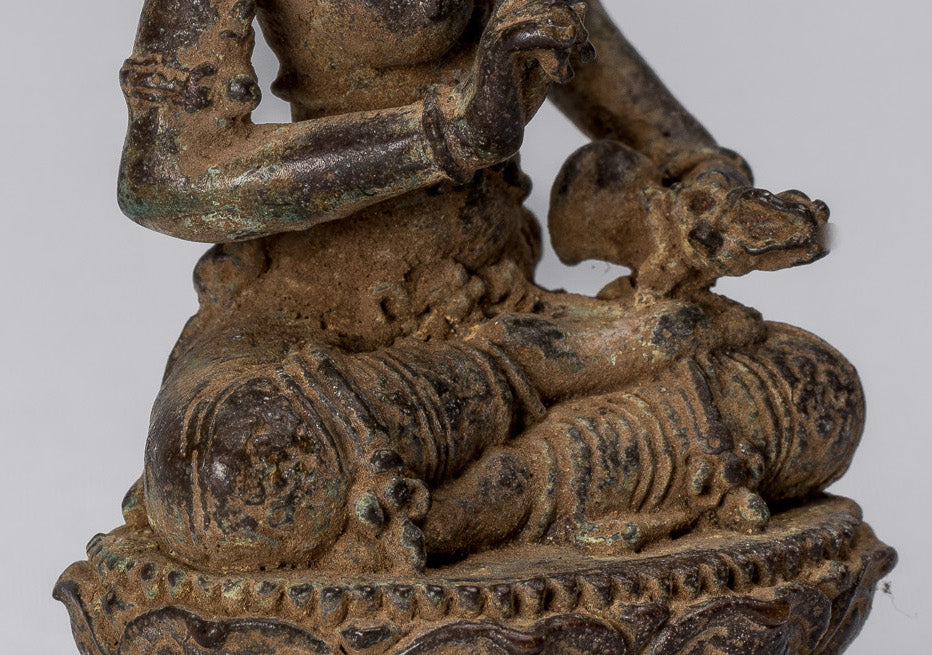 Tara-Statue – antike indonesische Bronze-Devi-Tara-Statue im Java-Stil – 8 cm.