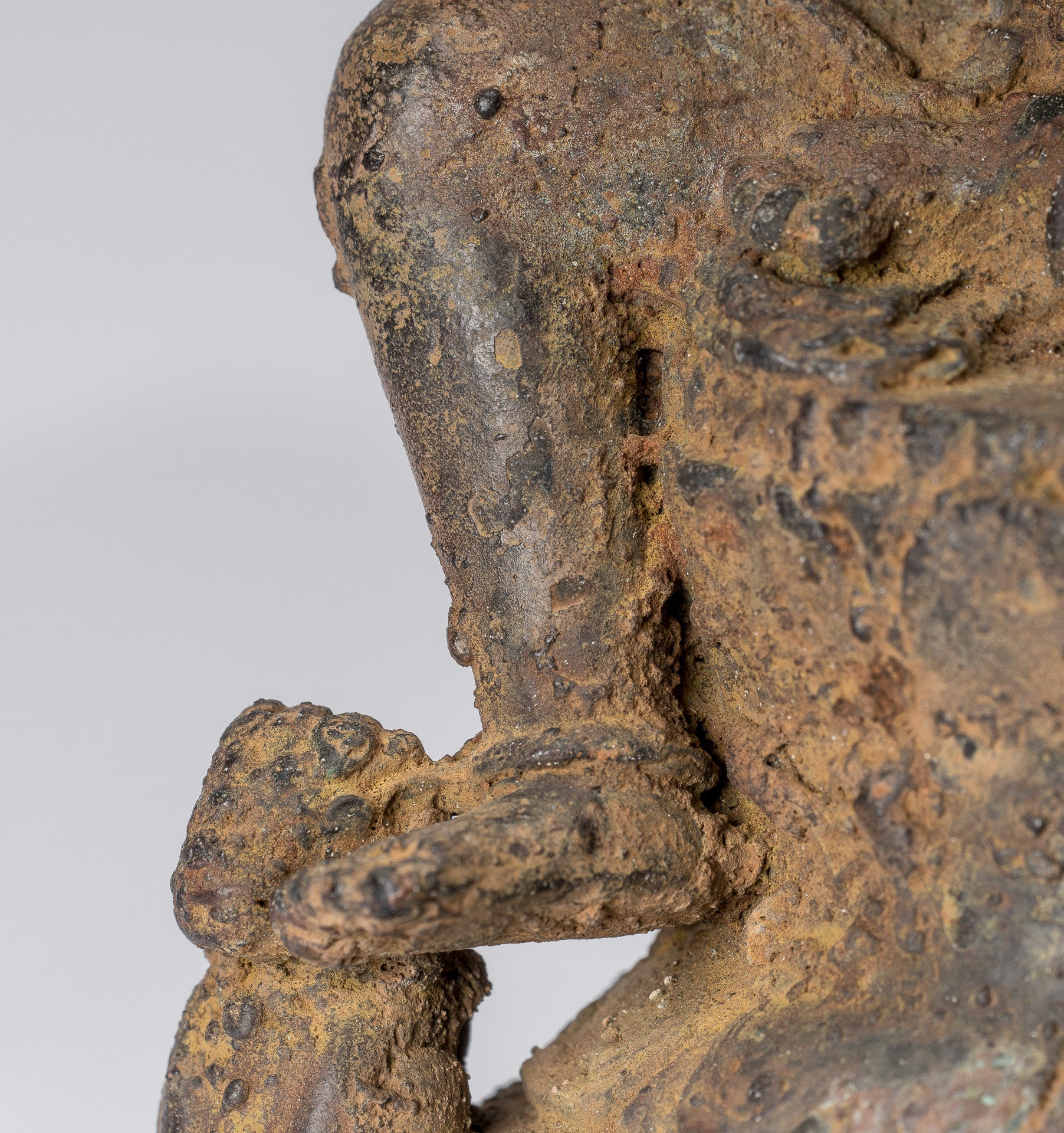 Statue de Ganesha – Statue de Ganesha indonésienne assise en bronze de style javanais antique – 25 cm/10"