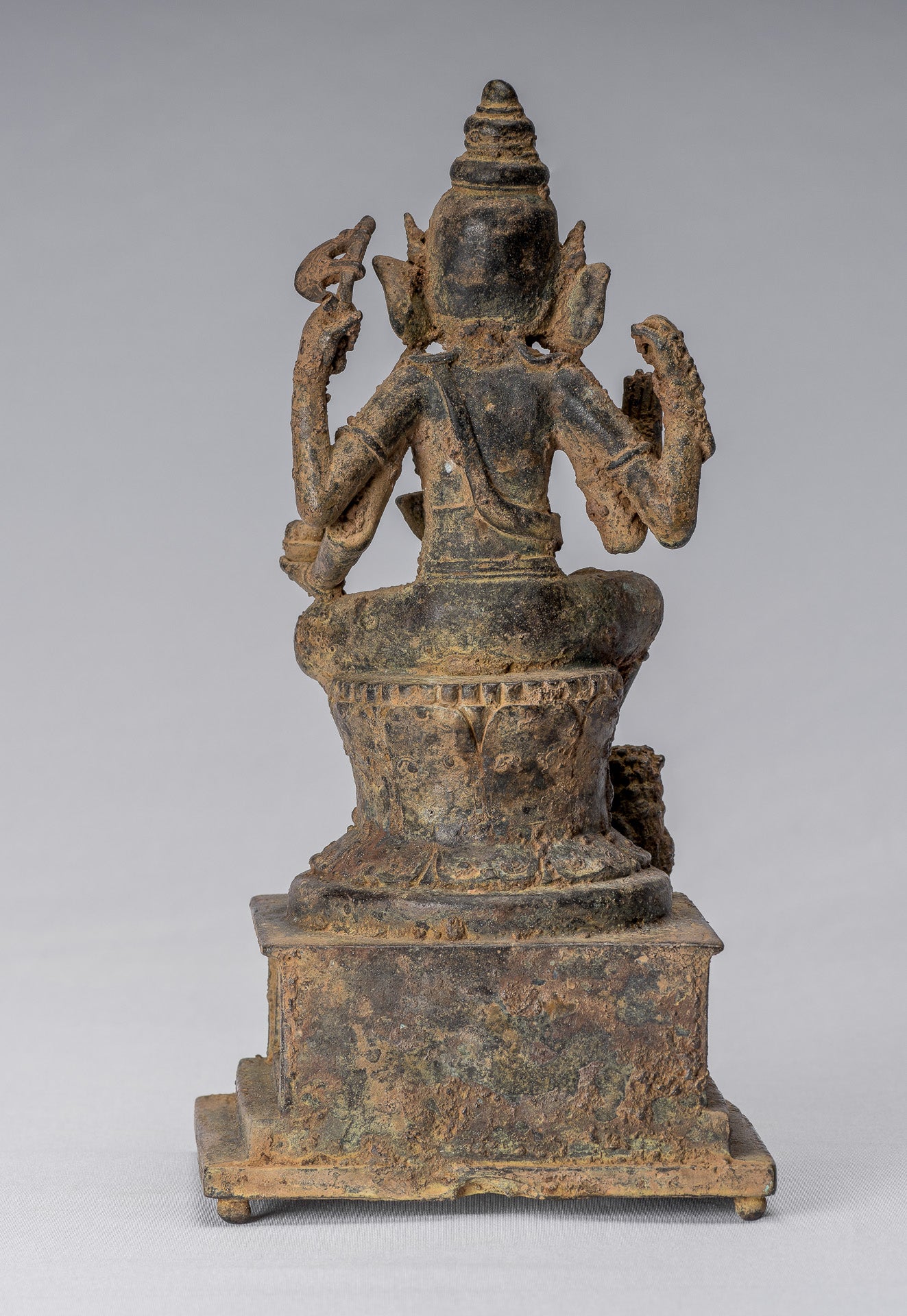 Statue de Ganesha – Statue de Ganesha indonésienne assise en bronze de style javanais antique – 25 cm/10"