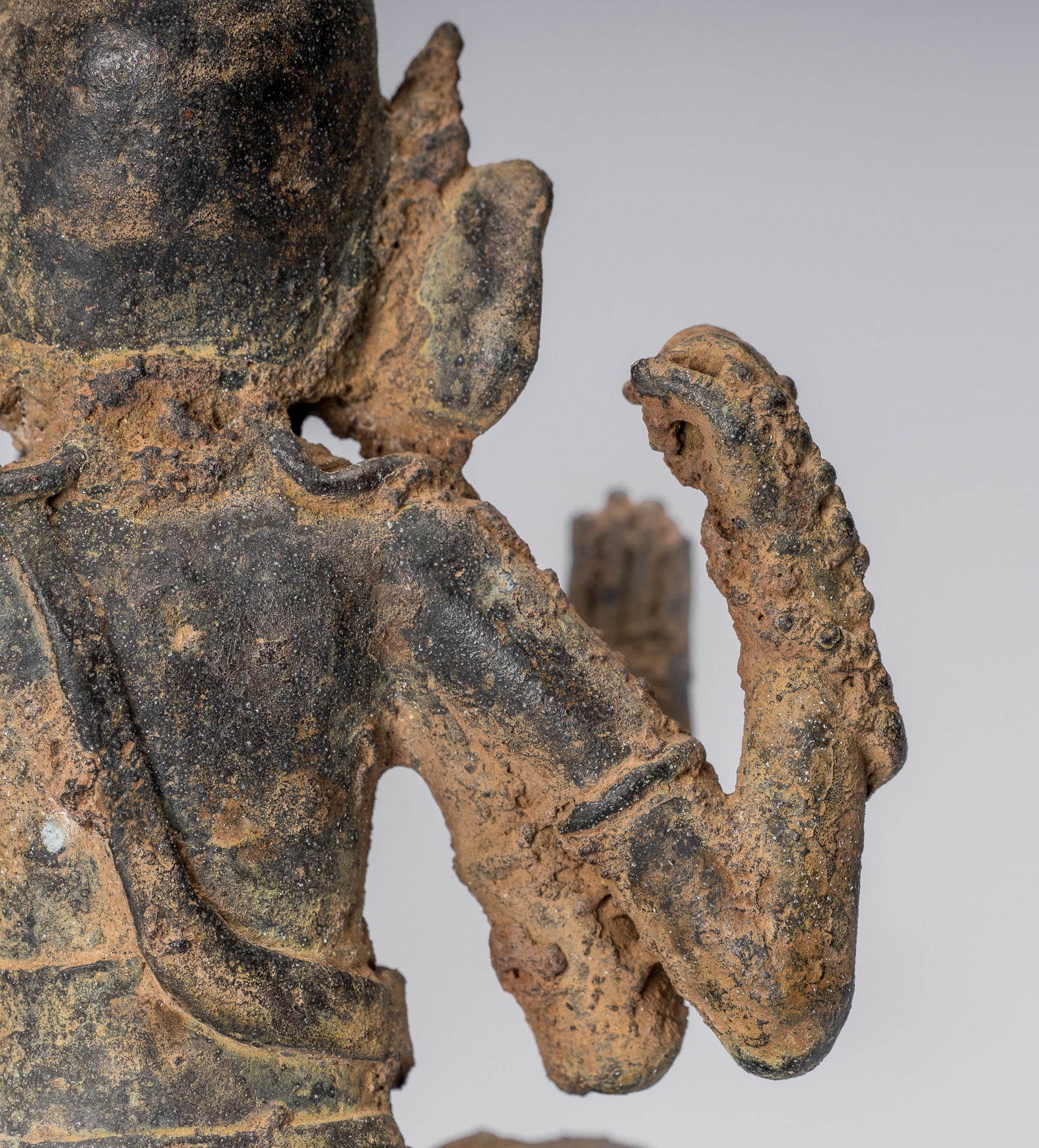 Statue de Ganesha – Statue de Ganesha indonésienne assise en bronze de style javanais antique – 25 cm/10"