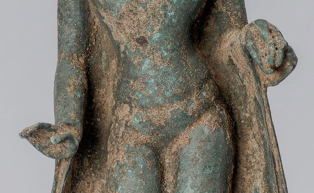 Statue di Buddha - Antique in stile indonesiano Bronzo Giavanese Teaching Buddha - 30 cm/12 "