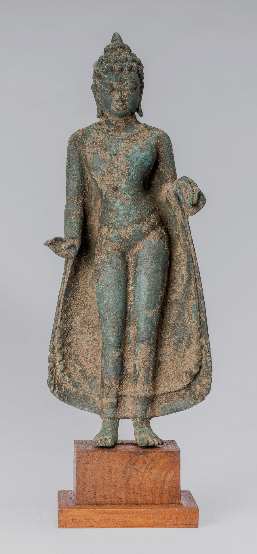 Statue di Buddha - Antique in stile indonesiano Bronzo Giavanese Teaching Buddha - 30 cm/12 "