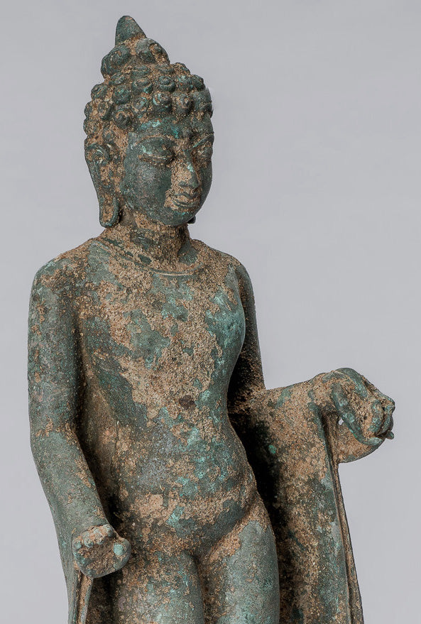 Statue di Buddha - Antique in stile indonesiano Bronzo Giavanese Teaching Buddha - 30 cm/12 "