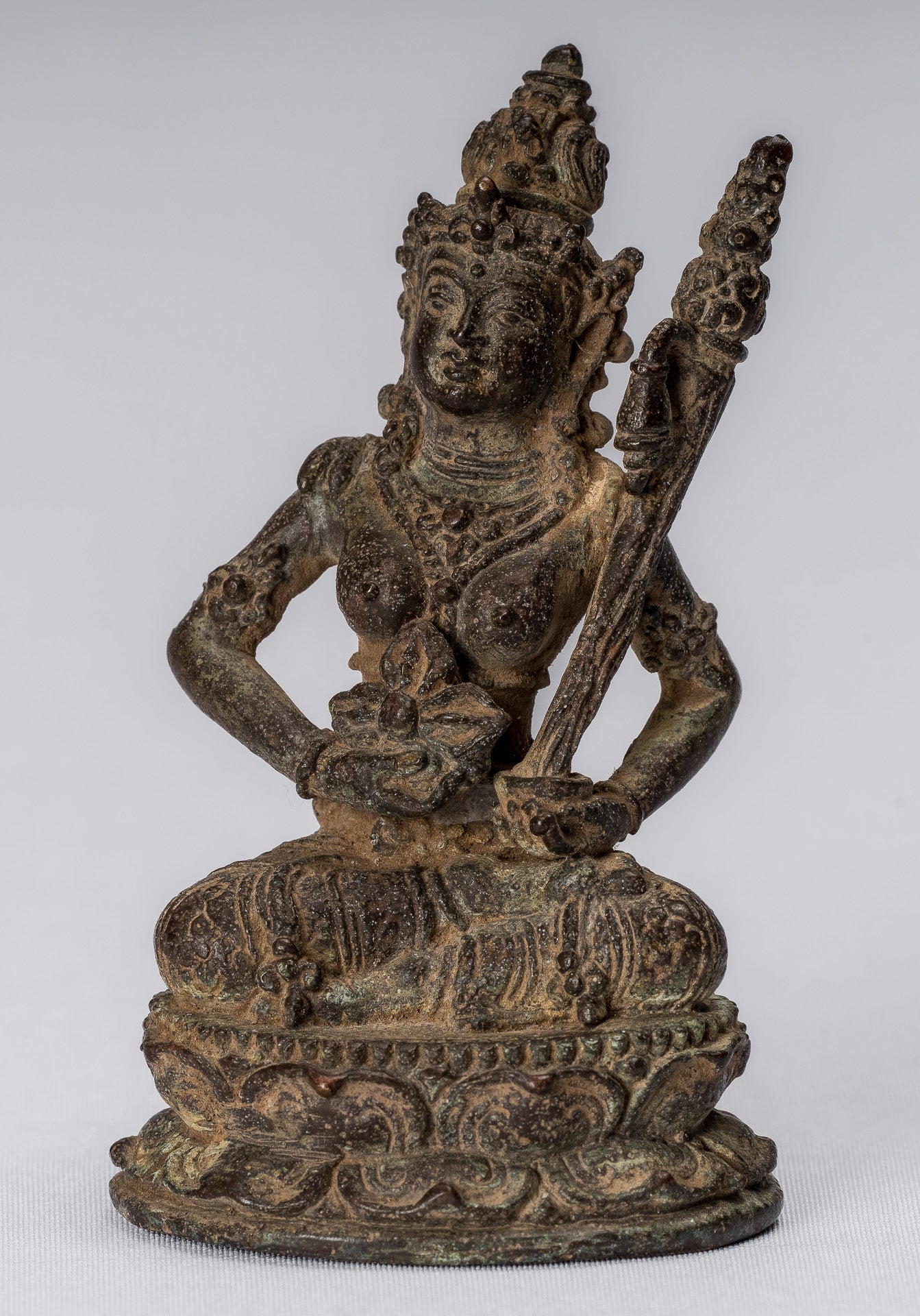 Statue de Tara-Antique Java Style indonésien Bronze Devi Tara Statue-8cm/3 "