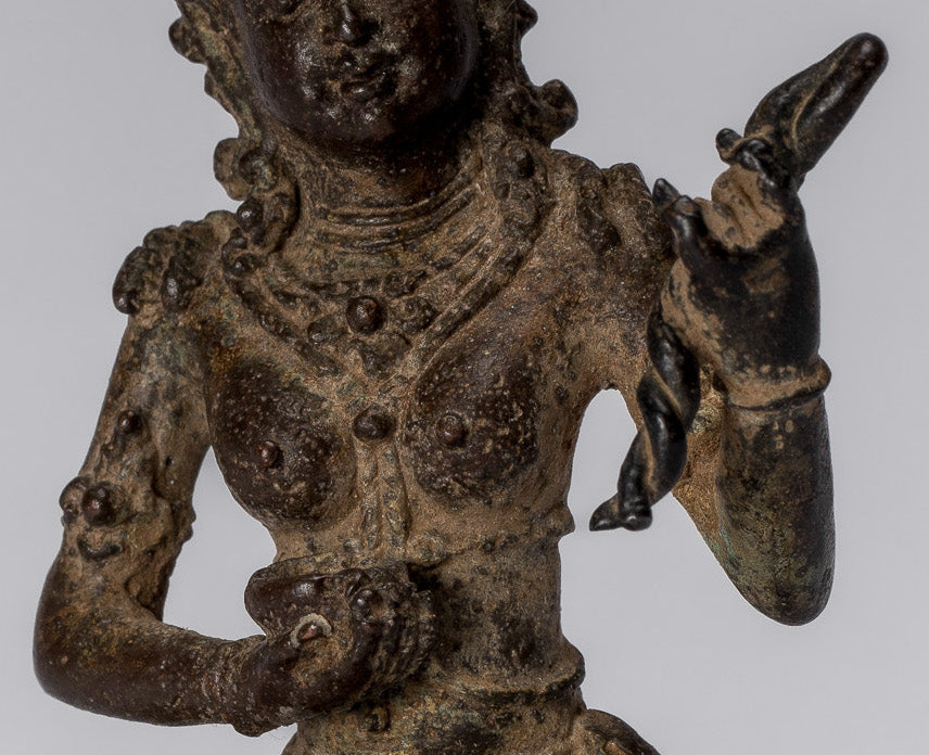 Tara-Statue – antike indonesische Bronze-Devi-Tara-Statue im Java-Stil – 8 cm.
