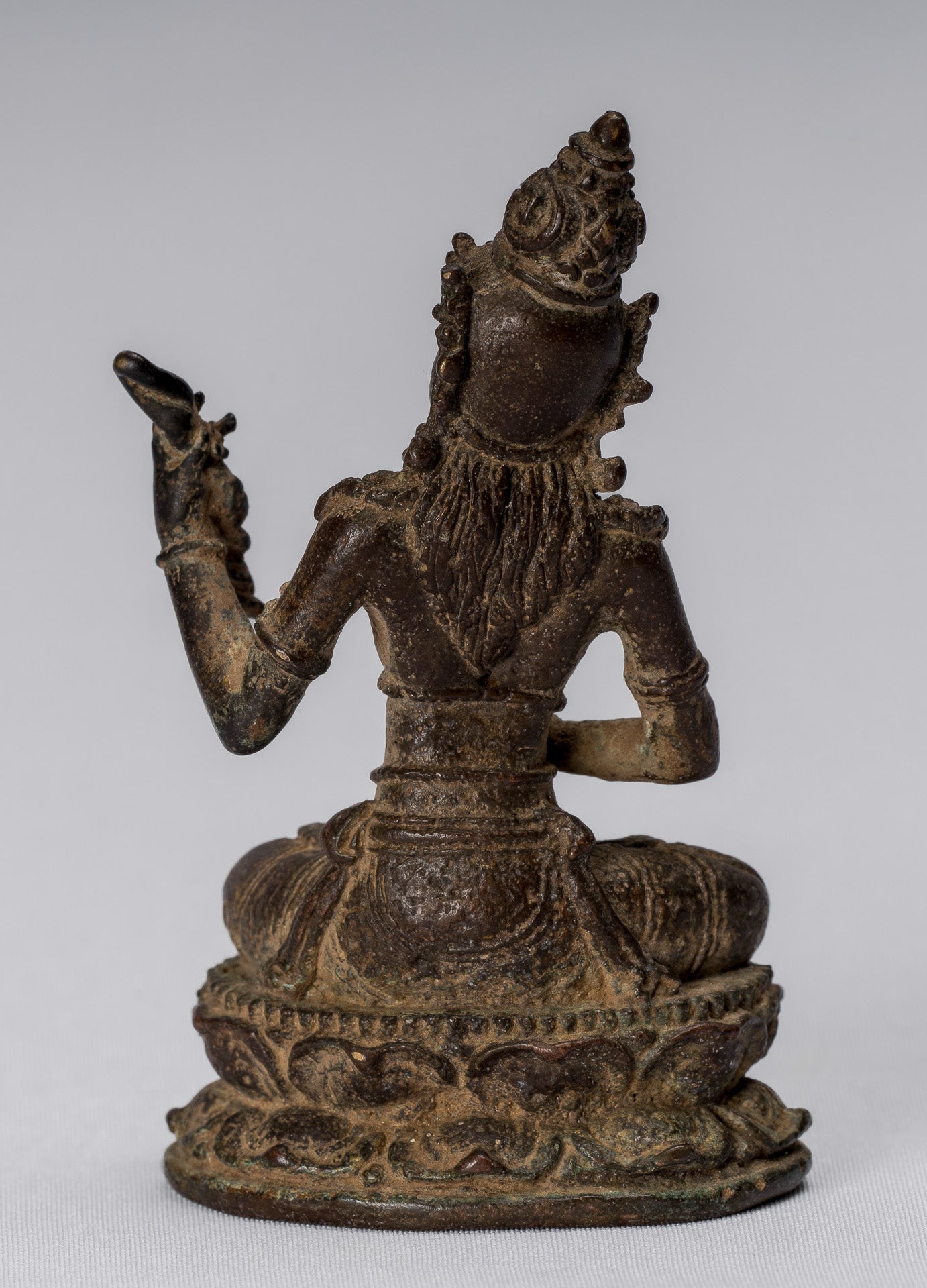 Tara-Statue – antike indonesische Bronze-Devi-Tara-Statue im Java-Stil – 8 cm.