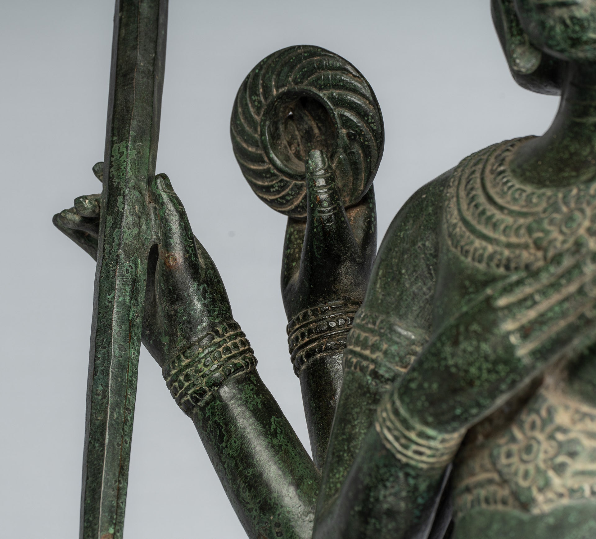 Brahma Statue - Antique Khmer Style Bronze 8 Arm Bayon Brahma - Hindu God Creation - 76cm/30"