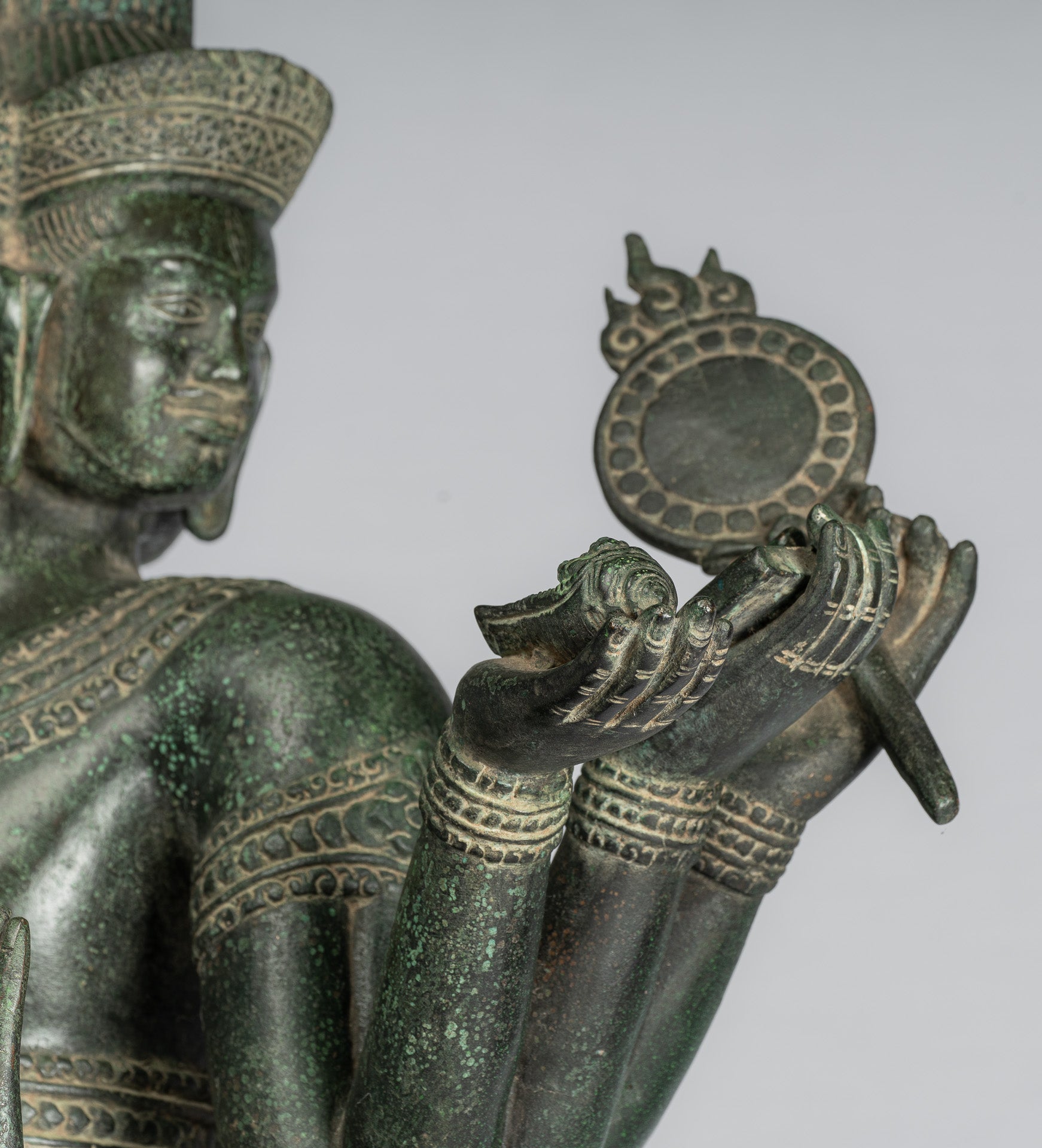 Brahma Statue - Antique Khmer Style Bronze 8 Arm Bayon Brahma - Hindu God Creation - 76cm/30"