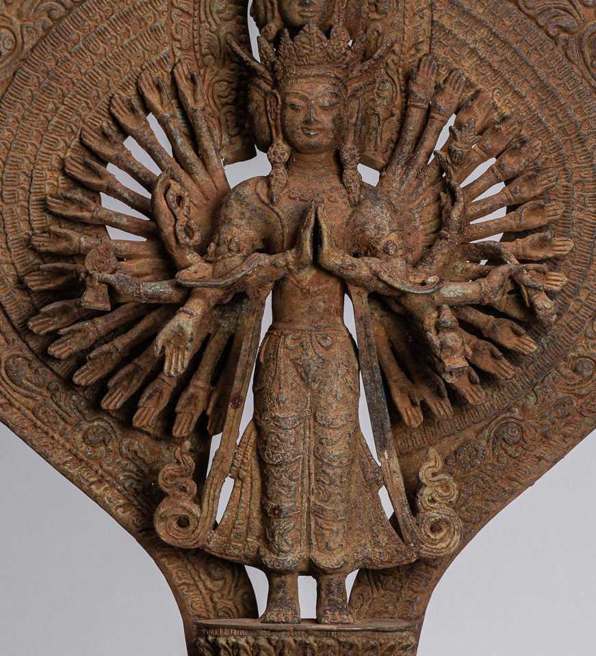 Statue Bodhisattva - Antique stile indonesiano Javanese 1000 ARM AVALOKETISHVARA BODHISATTVA STATUE - 61 cm/24 "