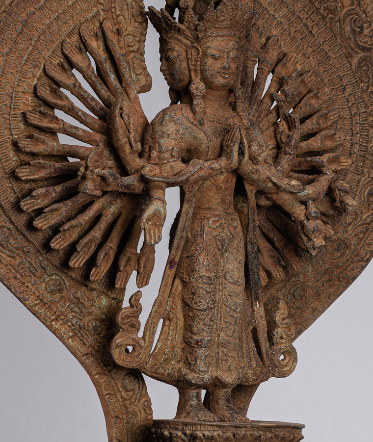 Statue Bodhisattva - Antique stile indonesiano Javanese 1000 ARM AVALOKETISHVARA BODHISATTVA STATUE - 61 cm/24 "