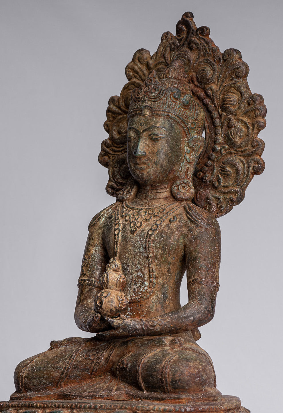 Estatua de Buda - Estatua de Buda Javanese de Bronce de Estilo Indonesio Amitabha Buda - 43 cm/17 "