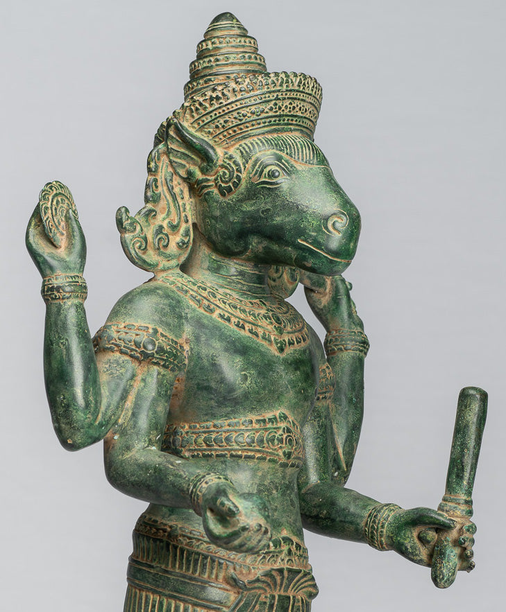 Kalkin Statue - Antique Khmer Style Standing Bronze Hayagriva Kalkin Horse of Vishnu - 56cm/22"