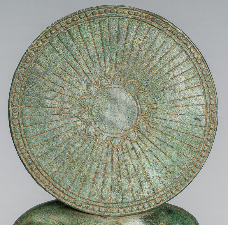 Statua di Buddha - Antique Khmer Style Bronzo Buddha Statua Dharmachakra Insegnamento Mudra - 47cm/19 "