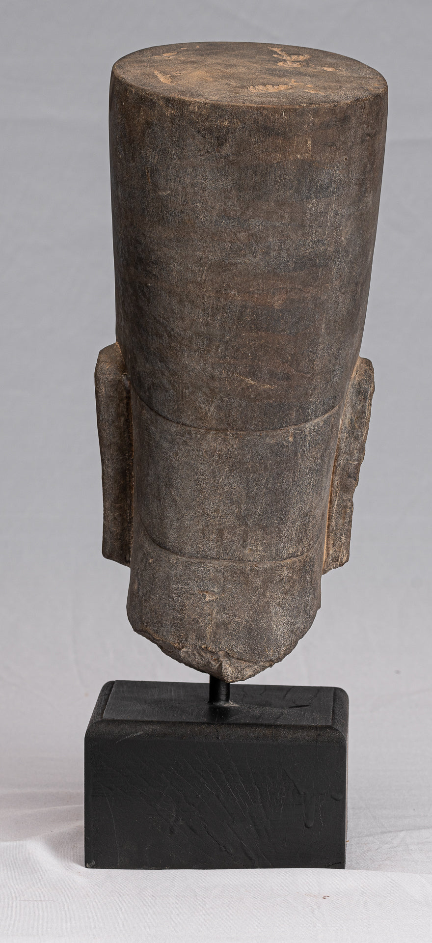 Statue Vishnu - Antique Phnom Da Style Stone Monted Vishnu Head - 37cm/15 "