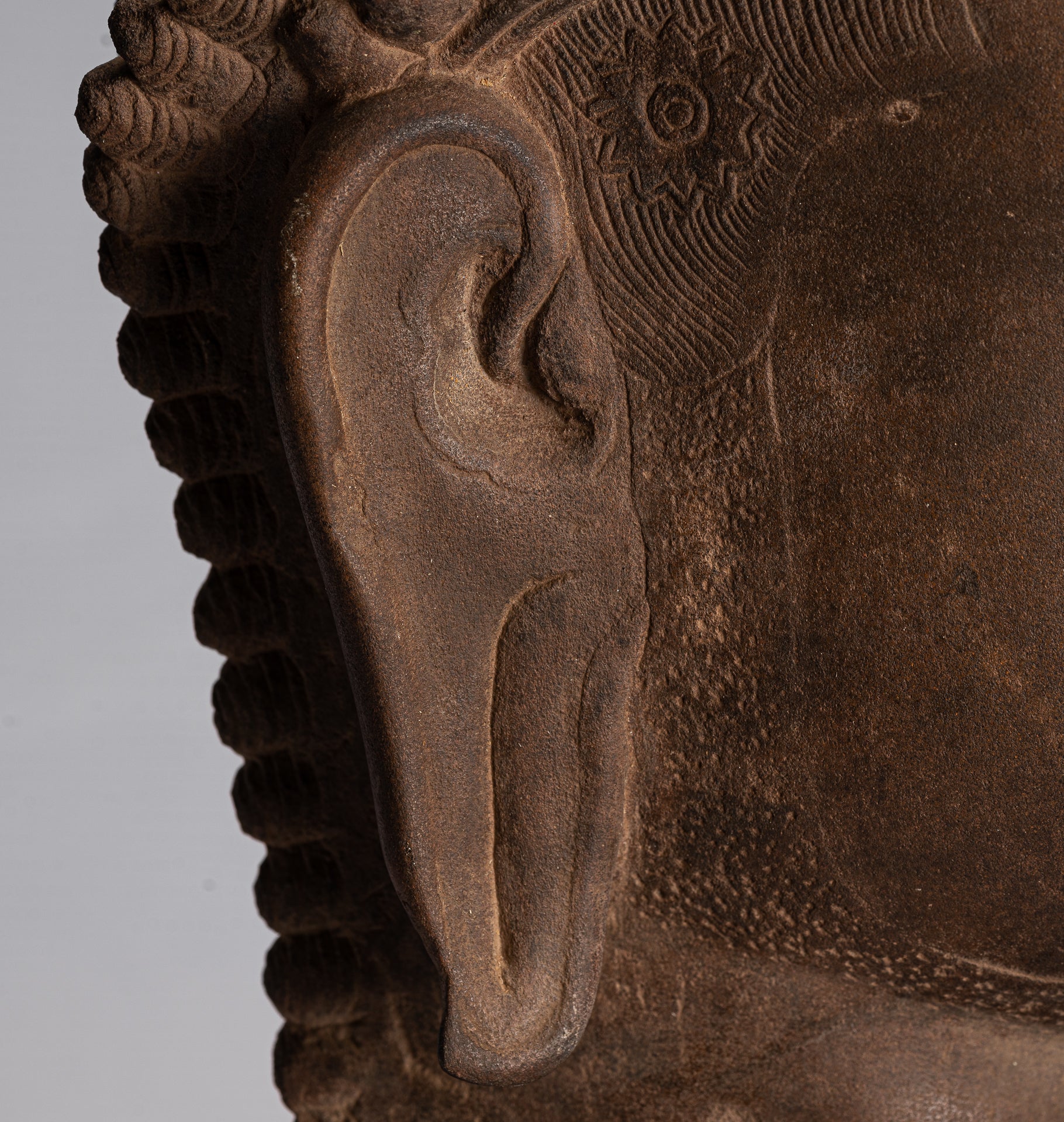 Antique Khmer Stone Mounted Angkor Wat Style Dvarapala Temple Guardian - 50cm / 20"