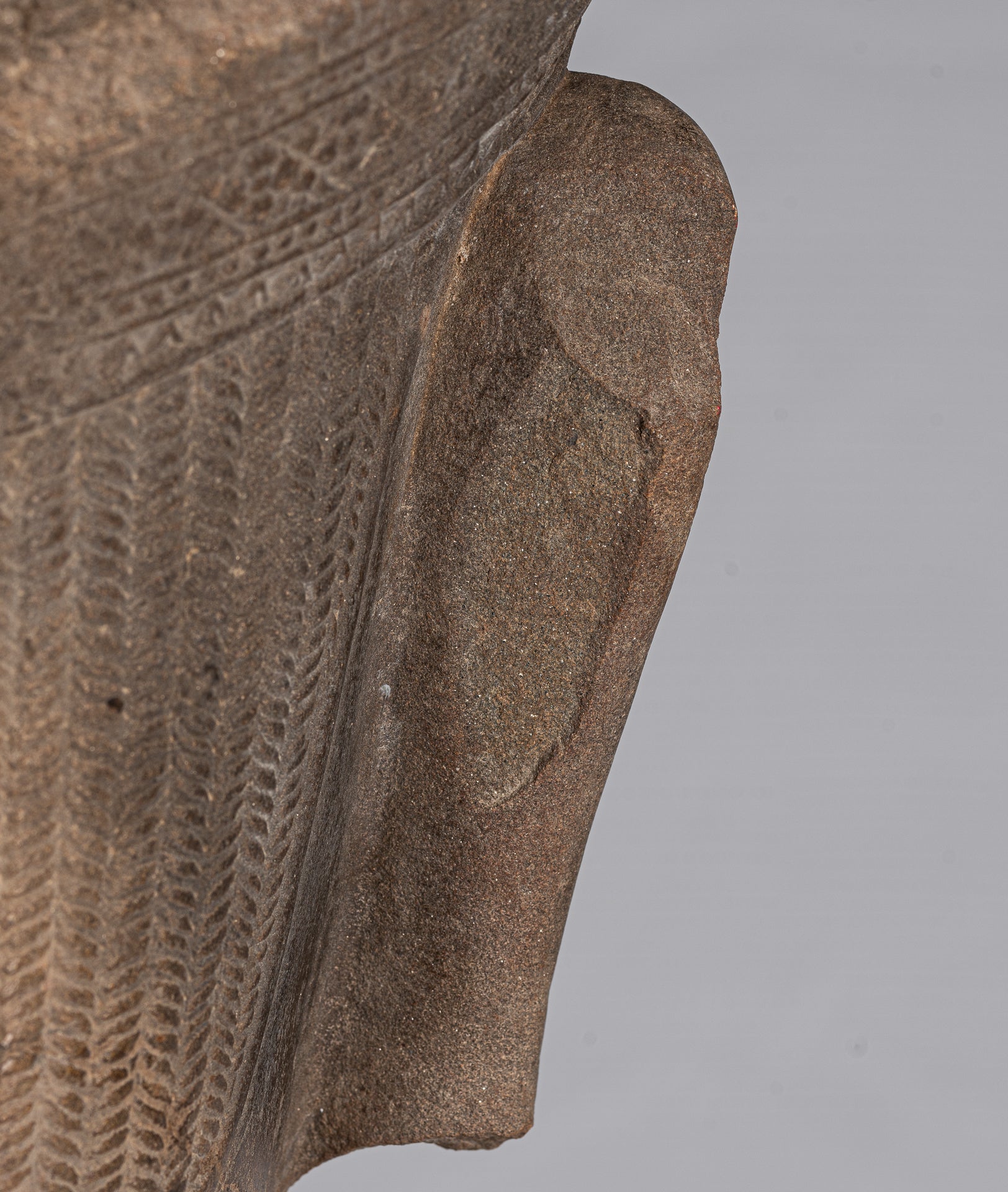 Vishnu Statue - Antique Banteay Srei Style Stone Mounted Khmer Vishnu Head - 57cm / 23"