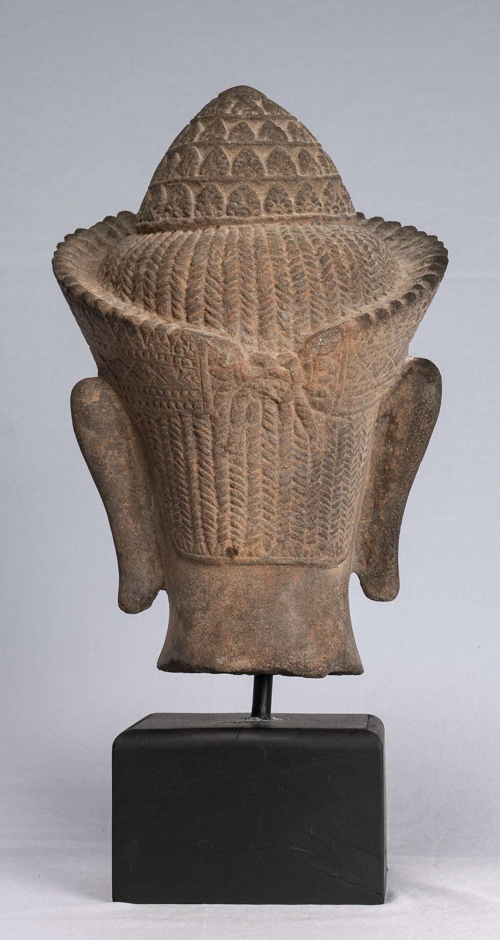 Statue de Bouddha - ancienne tête de Bouddha khmer en pierre de style Angkor Wat - 39cm / 16 "