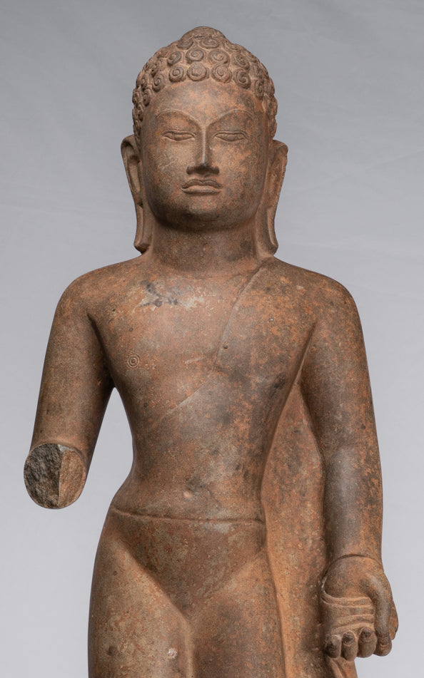 Statua di Buddha - Antique Thai Style Standing Stone Dvaravati Statue  Buddha - 100 cm/40 di altezza