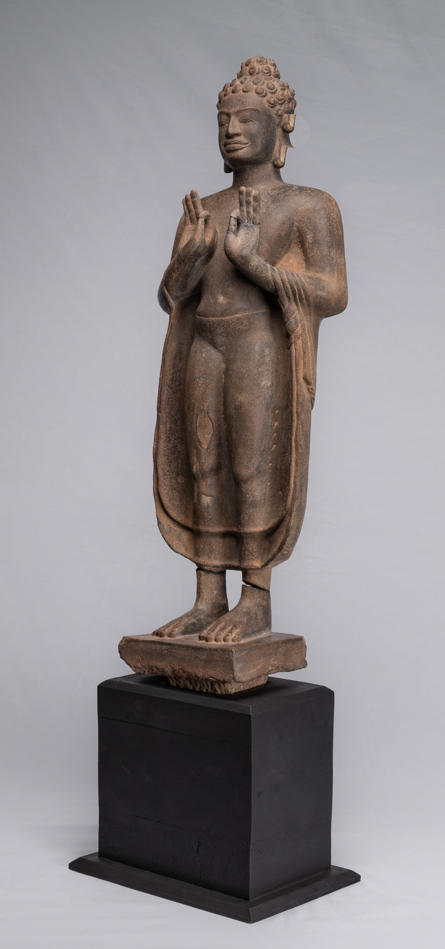 Statue Buddha - Antique Thai Style Standing Stone Dvaravati Statue Buddha - 102 cm/41 "di altezza