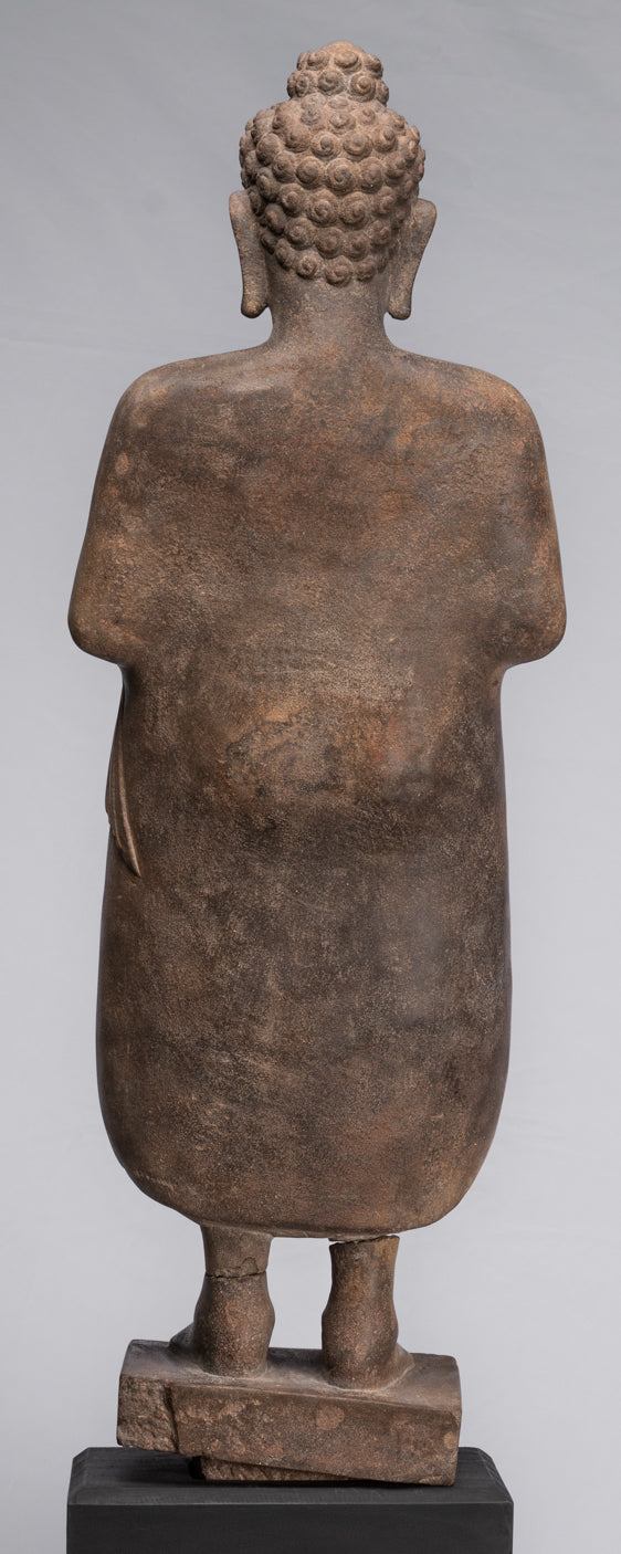 Statue Buddha - Antique Thai Style Standing Stone Dvaravati Statue Buddha - 102 cm/41 "di altezza