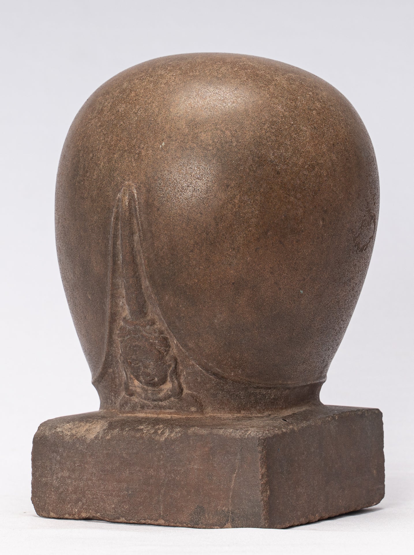 Antique Khmer Stone Stone Lakshmi Mukhalinga Linga / Lingnum - 22 cm / 9 "