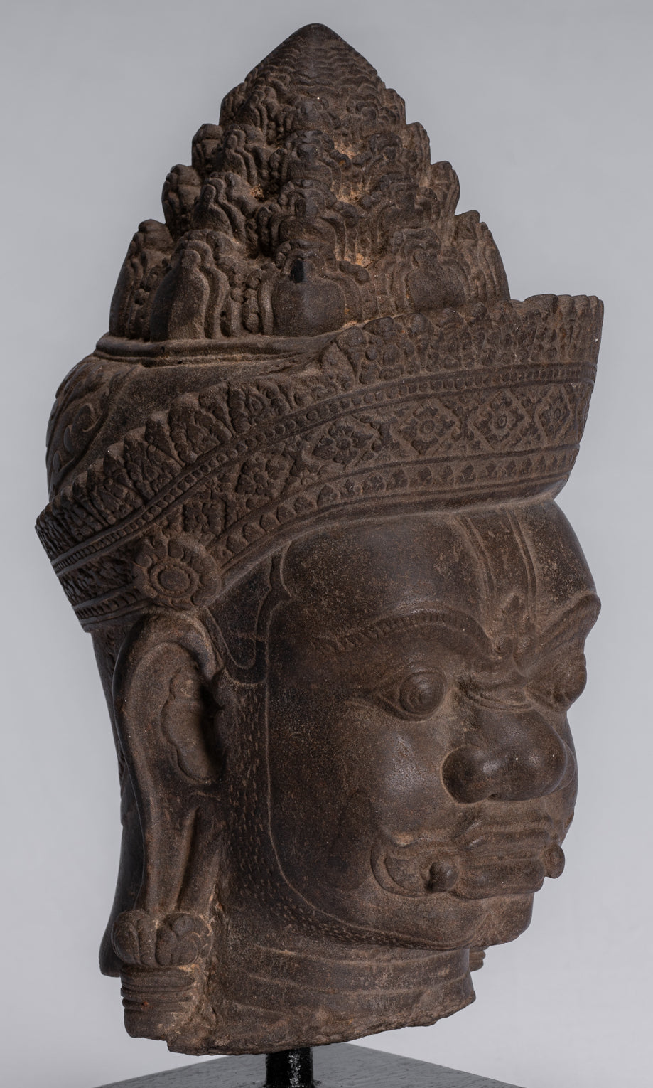 Estatua de Guardian - Antigua Khmer Stone Angkor Wat Style Yaksha Temple Guardian - 37 cm / 15 "