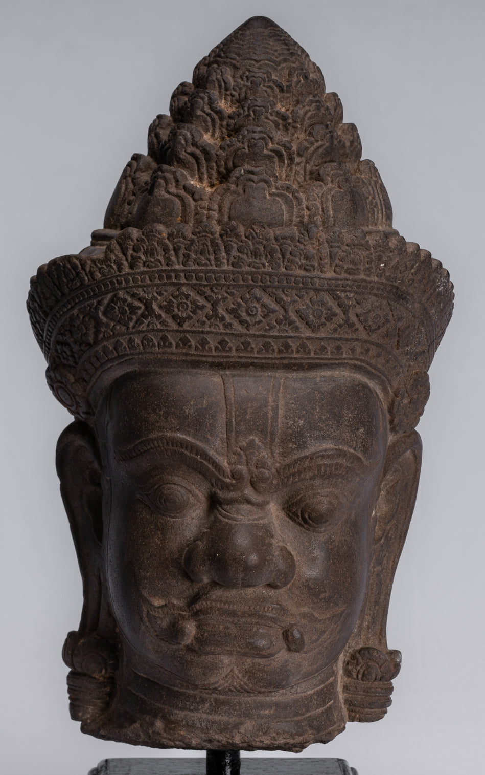 Estatua de Guardian - Antigua Khmer Stone Angkor Wat Style Yaksha Temple Guardian - 37 cm / 15 "