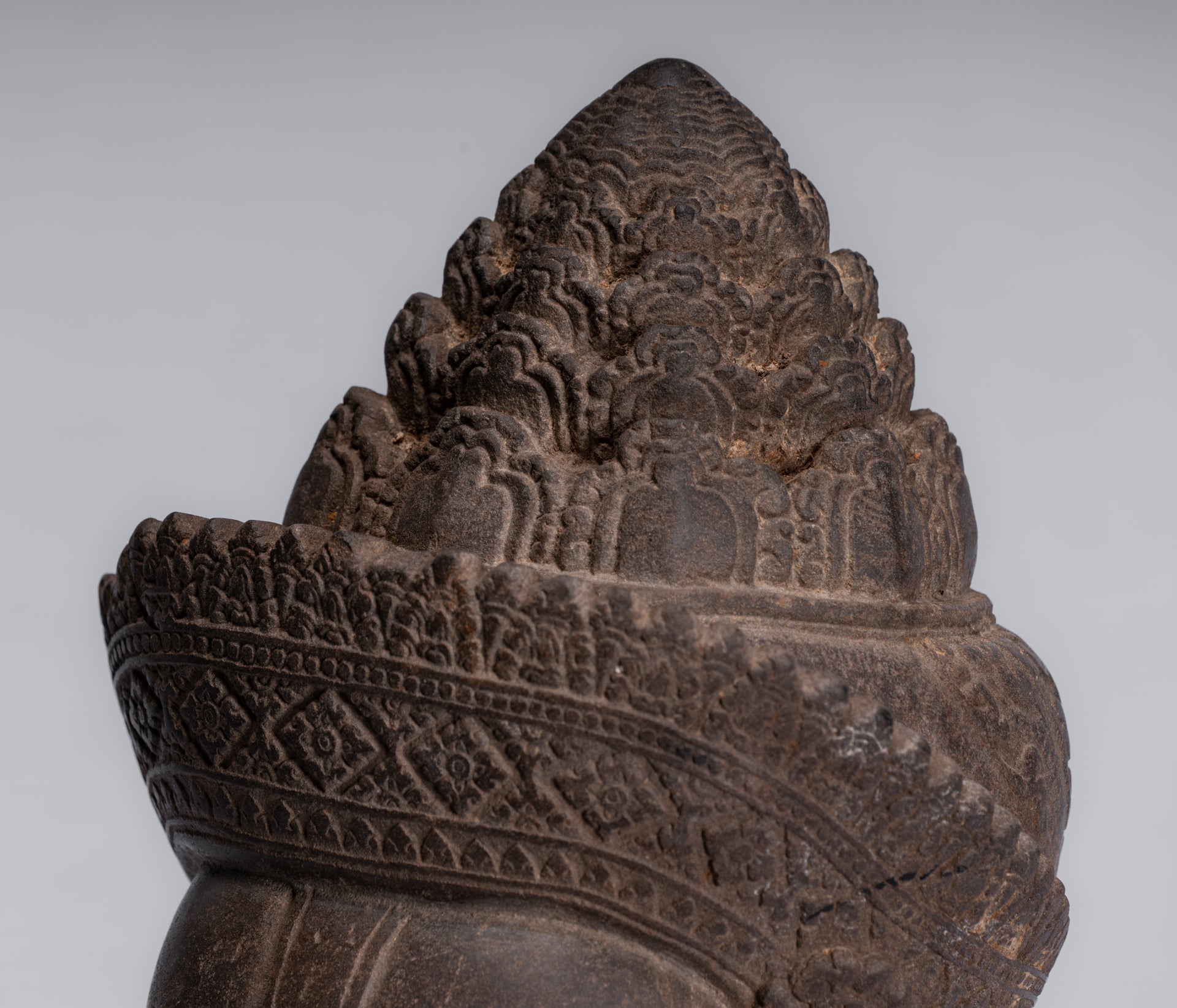 Estatua de Guardian - Antigua Khmer Stone Angkor Wat Style Yaksha Temple Guardian - 37 cm / 15 "