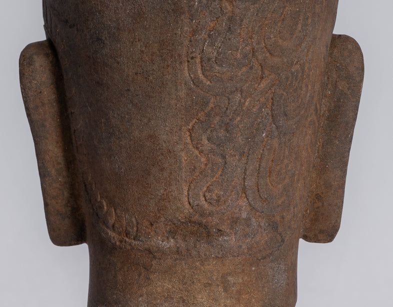 Statue Harihara - Antique Phnom Da Style Hari Hari o Vishnu & Shiva Head - 31cm/12 "