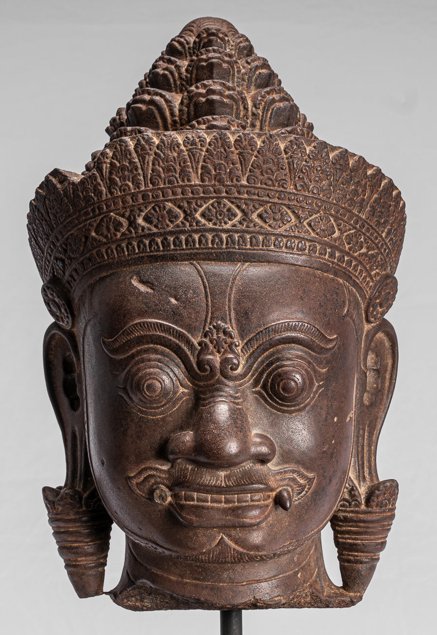 Guardian Statue-Antique Khmer Stone Angkor Wat Style Yaksha Temple Guardian-57cm/23 "