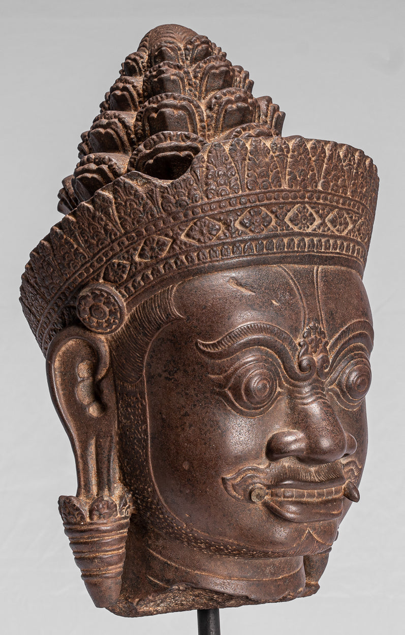 Guardian Statue-Antique Khmer Stone Angkor Wat Style Yaksha Temple Guardian-57cm/23 "