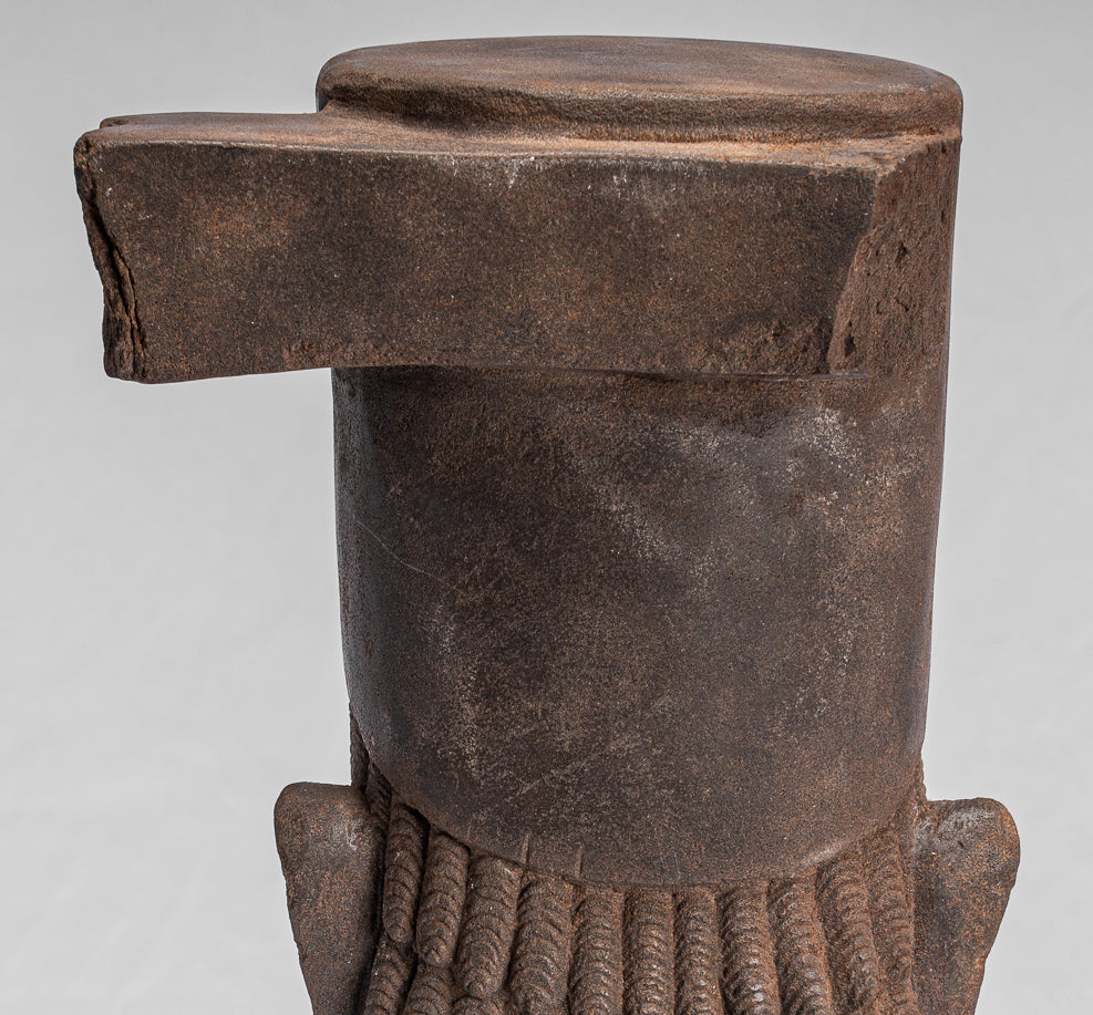 Antique Phnom Da Style Khmer Vishnu Head - Protettore e Conserver - 43Cm/33 "