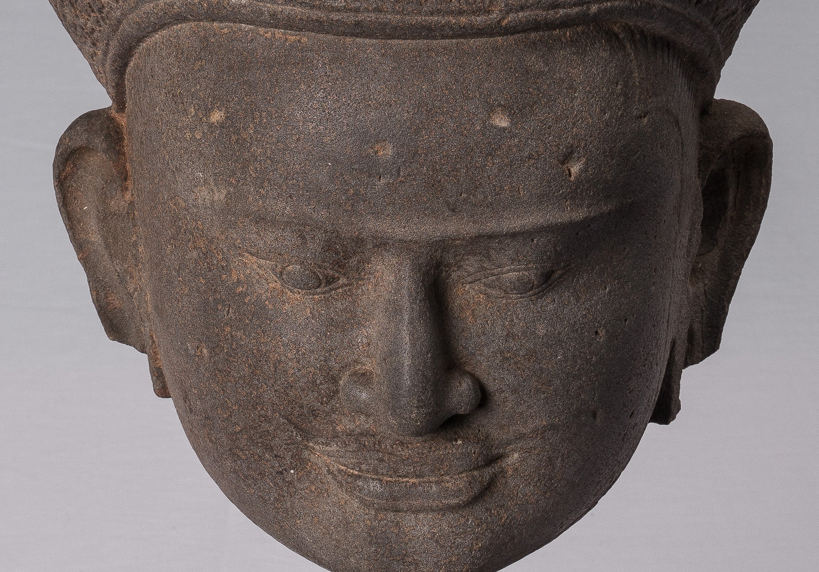 Vishnu Statue, Antike Preah-Ko Stil Sandstein Vishnu Kopf-Protektor-Konservator mit 52cm/21"