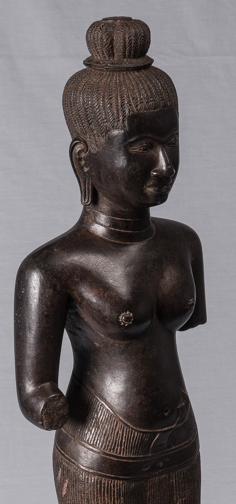 Lakshmi Statue - Antique Baphuon Stone Stone Lakshmi / Devi Consort of Vishnu Busto - 78cm / 31 "