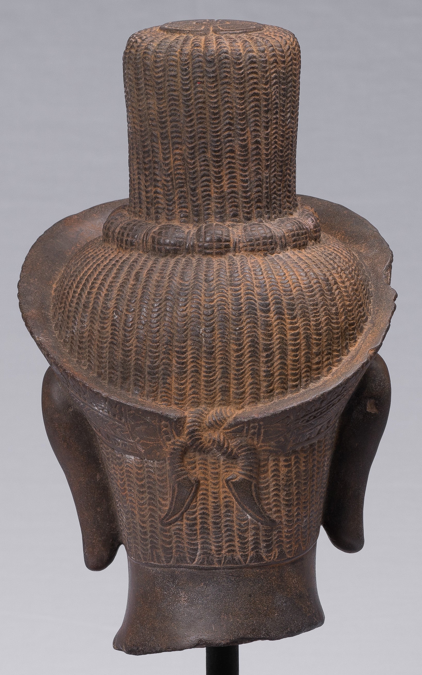 Shiva-Statue – antike Shiva-Kopfstatue aus Khmer-Stein im Koh-Ker-Stil – der Zerstörer – 42 cm