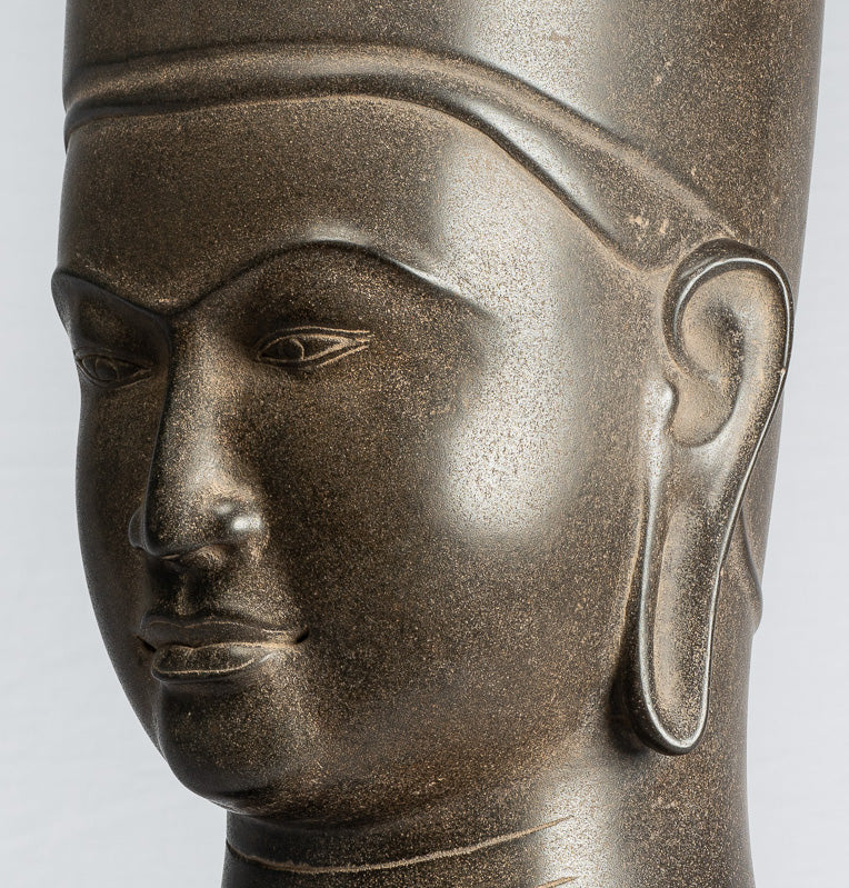 Antique Phnom DHA style khmer Vishnu tête - protecteurs et conservateurs - 54cm / 22 "