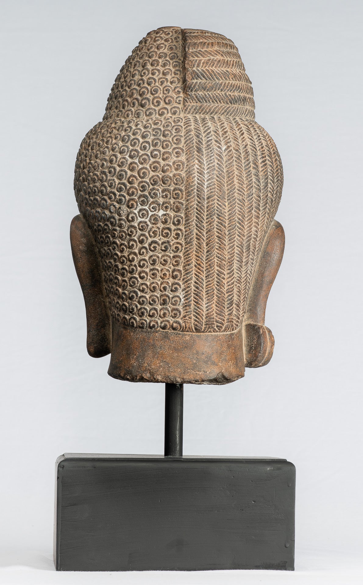 Shiva Statue - Antique Khmer Style Black Stone Yaksha & Yakshaswaroop Shiva Head  - 47cm/19"