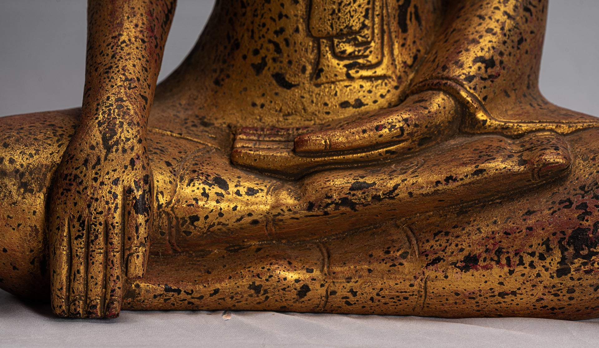 Statue di Buddha - Antique Khmer Style SE Asia seduto l'Illuminismo in legno Statua Buddha - 50 cm/20 "