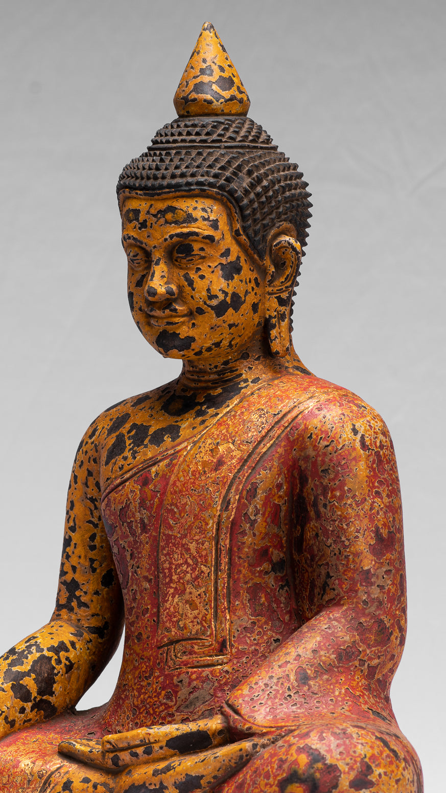 Statue Buddha - Antique Khmer Style SE Asia Seduto l'Illuminismo in legno Statua Buddha - 39 cm/16 "