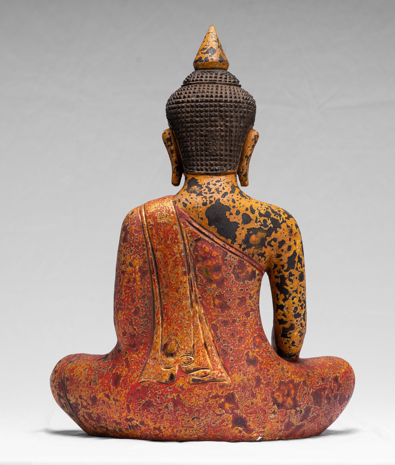 Statue Buddha - Antique Khmer Style SE Asia Seduto l'Illuminismo in legno Statua Buddha - 39 cm/16 "