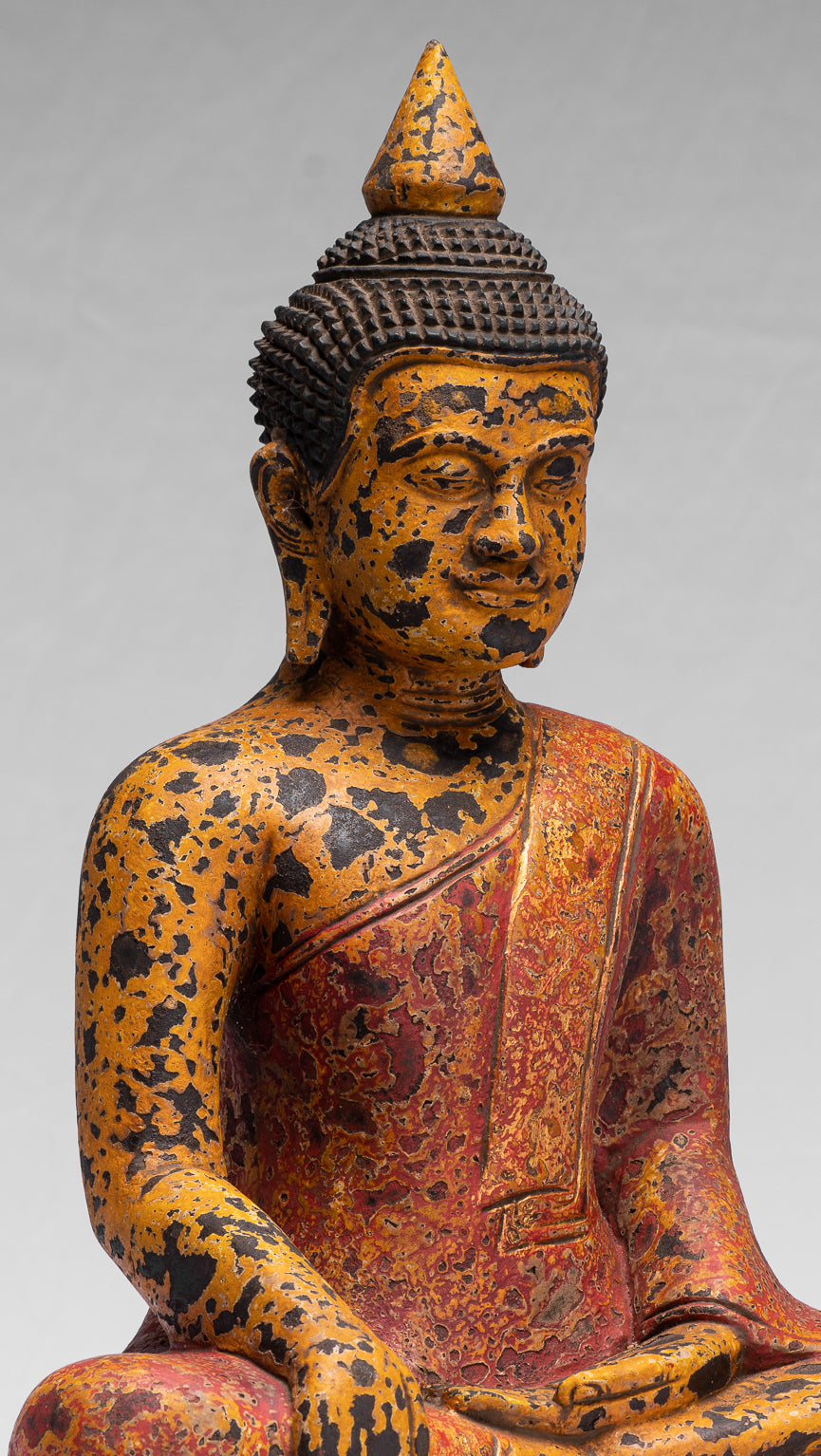 Statue Buddha - Antique Khmer Style SE Asia Seduto l'Illuminismo in legno Statua Buddha - 39 cm/16 "