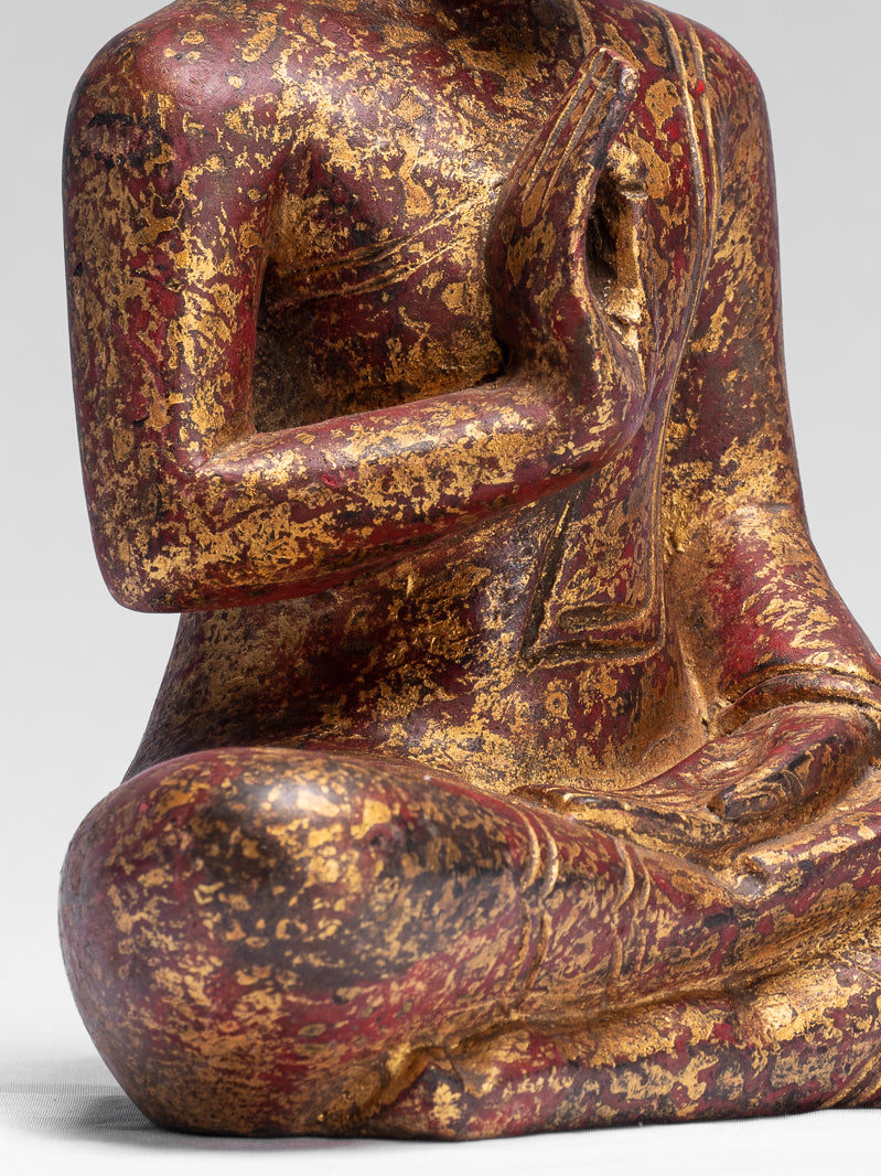 Buddha Sculpture - Buddha - Antique Khmer Style seduto Buddha Statue Teaching Mudra - 26 cm/10 "