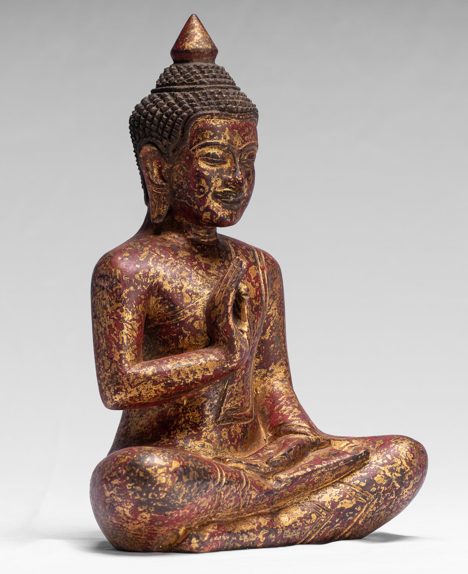 Buddha Sculpture - Buddha - Antique Khmer Style seduto Buddha Statue Teaching Mudra - 26 cm/10 "