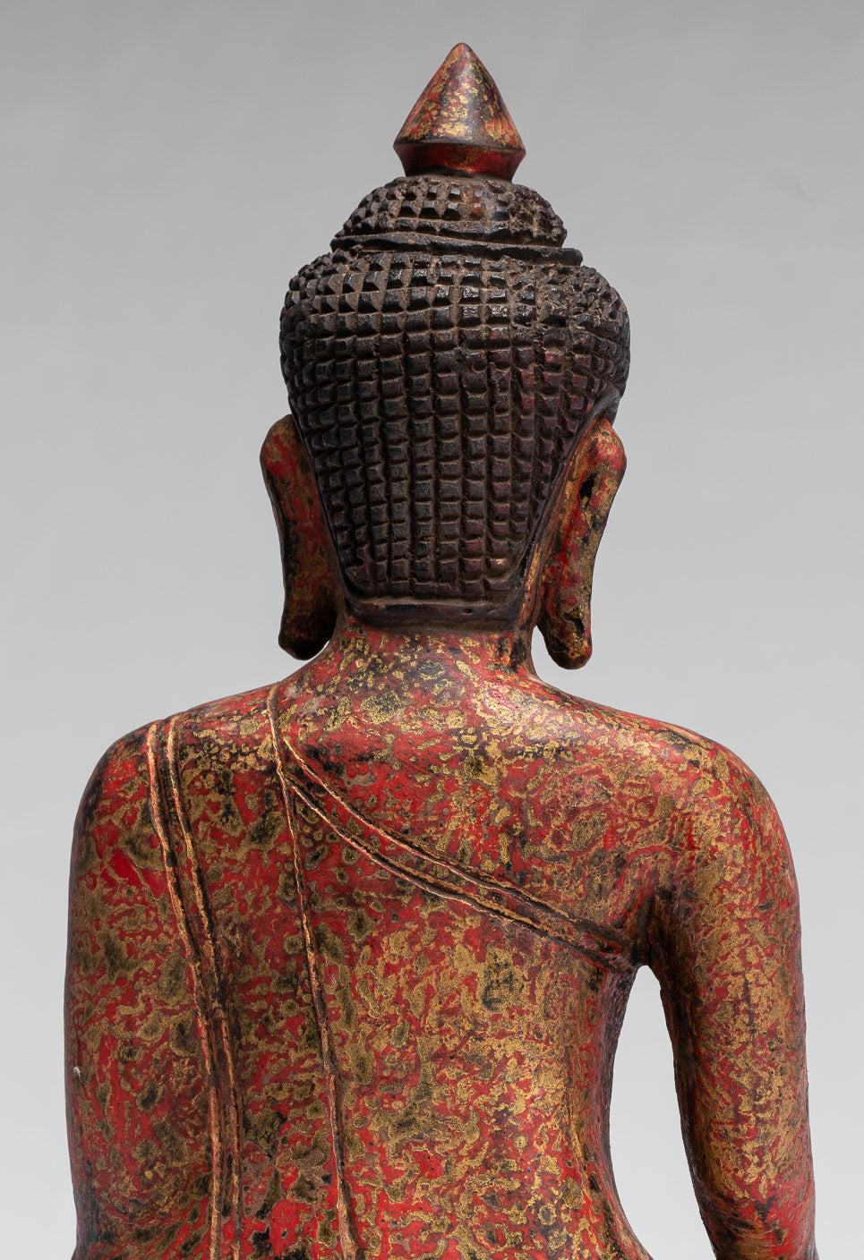 Statue di Buddha - Antique Khmer Style SE Asia seduto l'illuminazione in legno statua di Buddha - 25 cm/10 "