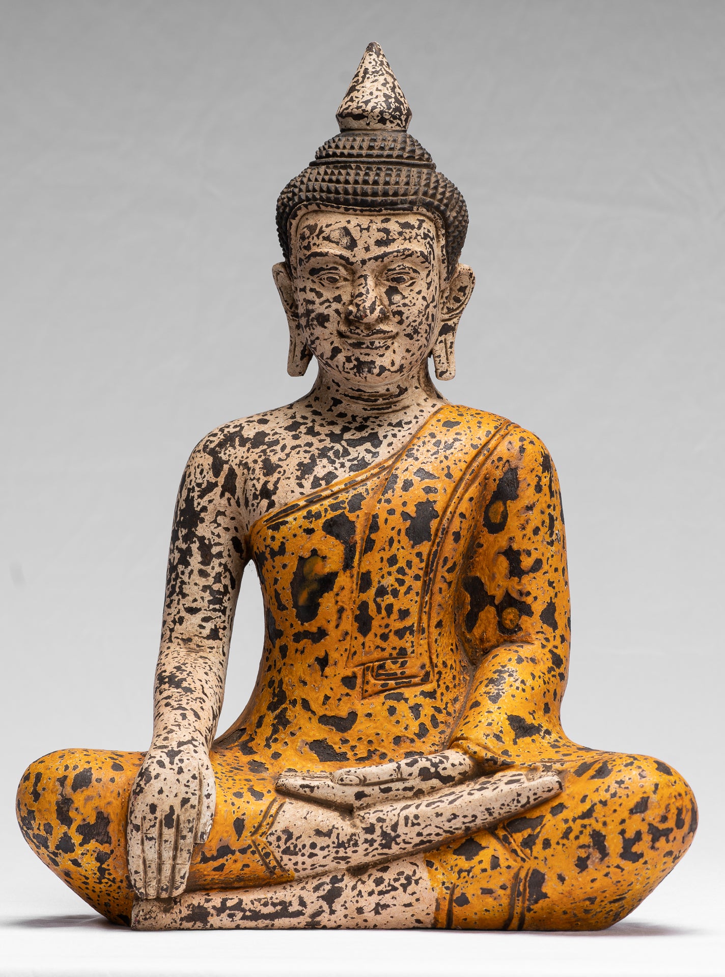 Statue Buddha - Antique Khmer Style SE Asia seduto l'Illuminismo in legno Statua Buddha - 40 cm/16 "