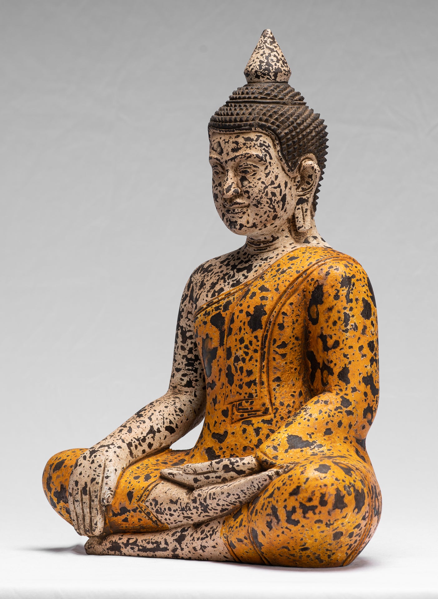 Statue Buddha - Antique Khmer Style SE Asia seduto l'Illuminismo in legno Statua Buddha - 40 cm/16 "
