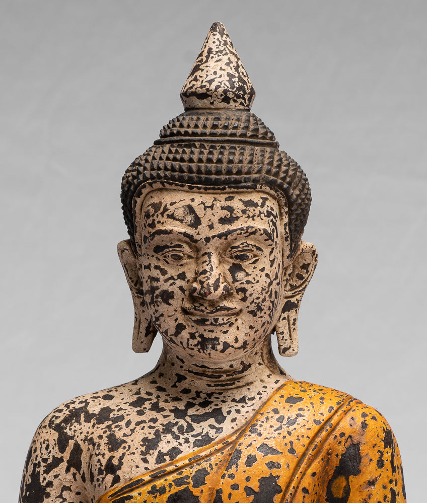 Statue Buddha - Antique Khmer Style SE Asia seduto l'Illuminismo in legno Statua Buddha - 40 cm/16 "