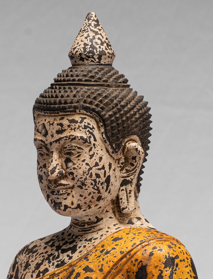 Statue Buddha - Antique Khmer Style SE Asia seduto l'Illuminismo in legno Statua Buddha - 40 cm/16 "